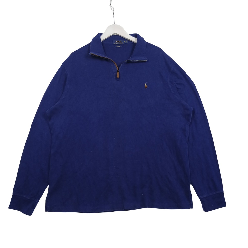 Polo Ralph Lauren Mens XL Estate Rib Quarter Zip Pullover Royal Blue Sweater